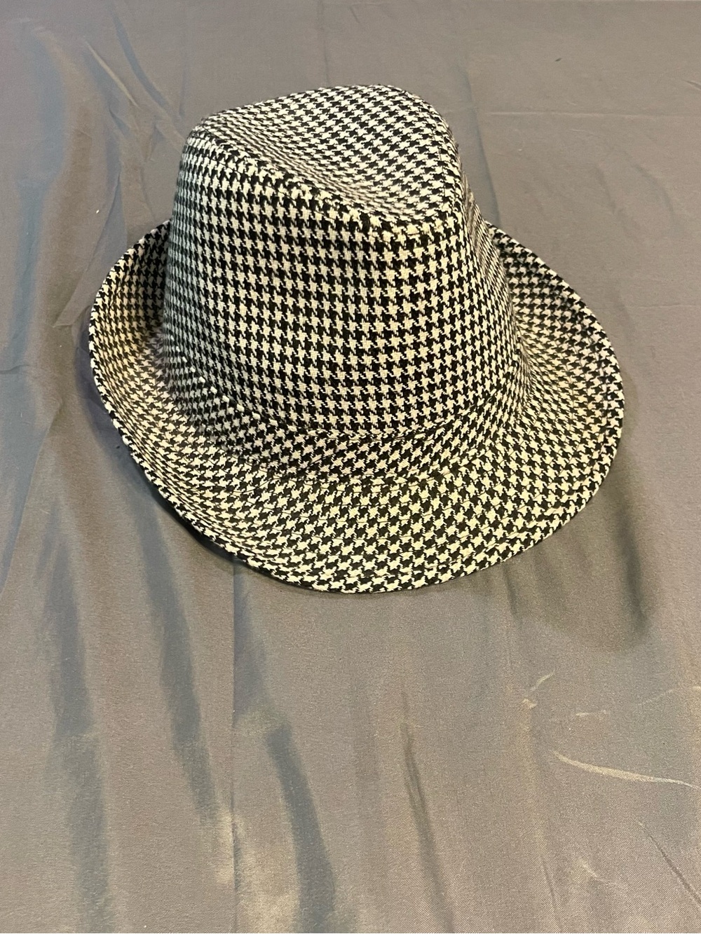 Philadelphia Rapid Transit Houndstooth Fedora Hat Short Brim Black White Unisex